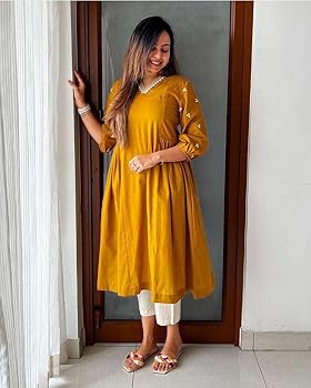 Buy Hanzal Creation Traders Women's Cotton Embroidered Anarkali